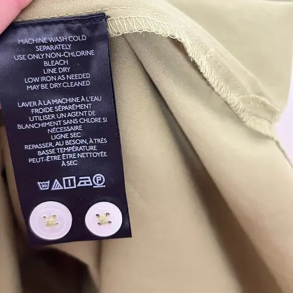 Anthropologie Maeve Women Bennet Button Down Shirt Small Green Side Slits Cotton - Picture 12 of 13